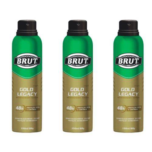 Brut Gold Legacy Desodorante Aerosol 48h 150ml (kit C/03)