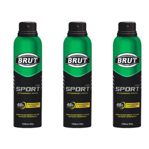 Brut Sport Desodorante Aerosol 48h 150ml (kit C/03)