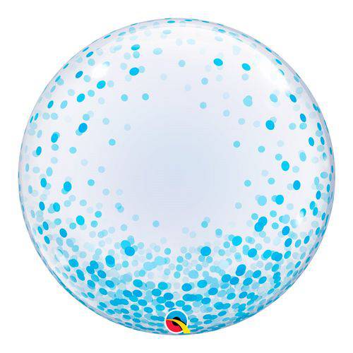 Bubble Decorativo 24 Polegadas - Pontos de Confete Azul - Qualatex
