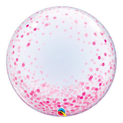 Bubble Decorativo 24 Polegadas - Pontos de Confete Rosa - Qualatex