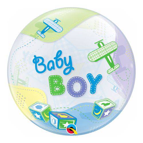 Bubble 22 Polegadas - Bebê Menino com Aviões - Qualatex