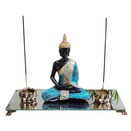 Buda Hindu Tailandês Altar Espelho Porta Vela Incenso Lotus
