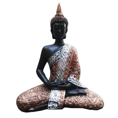 Buda Hindu Tibetano Tailandês Sidarta Cobre e Preto Resina