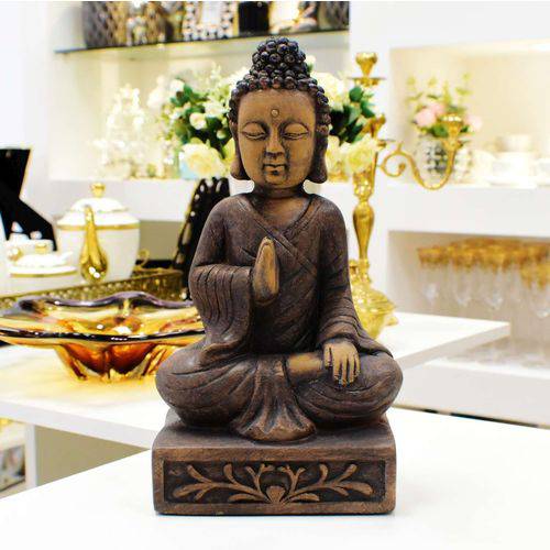 Buddha Grande Decorativo de Resina Amarronzado - 56373
