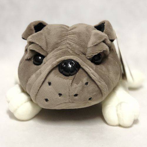Bulldog Cachorro Deitado 20cm Cinza Pp - Bbr Toys