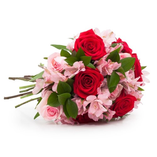 Buquê Amor com Flores Rosas e Vermelhas G