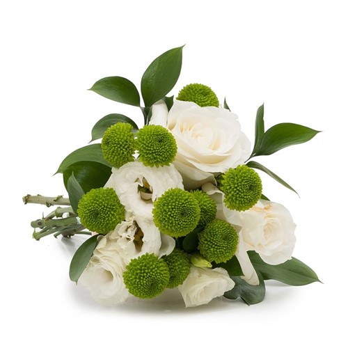 Buquê Bianco com Flores Brancas e Folhagem P