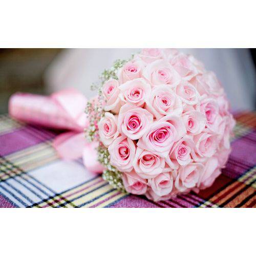 Buquê de Noiva com 40 Rosas Cor de Rosa