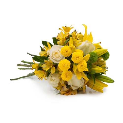 Buquê Obrigado com Flores Amarelas e Brancas M