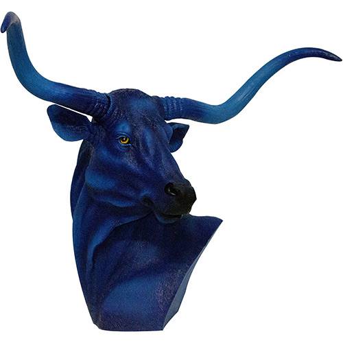 Busto de Touro Decorativo Resina Azul - Fullway