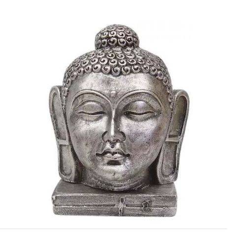 Cabeça Buda Hindu Meditação Tibetano Prata Decoração Zen