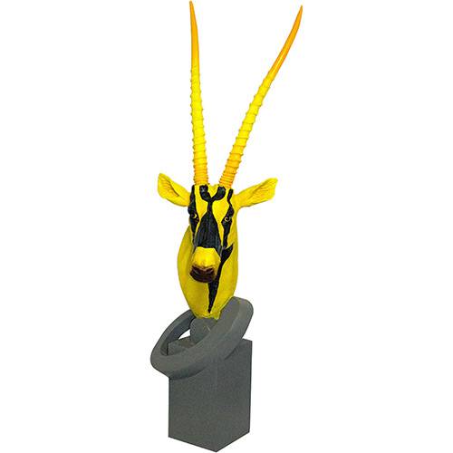Cabeça de Antilope Decorativo Resina Amarelo - Fullway