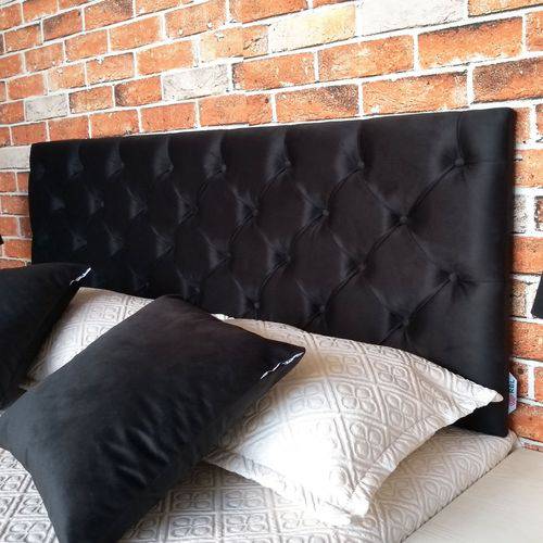 Cabeceira Painel Capitonê King 195 X 80 Suede Liso Preto