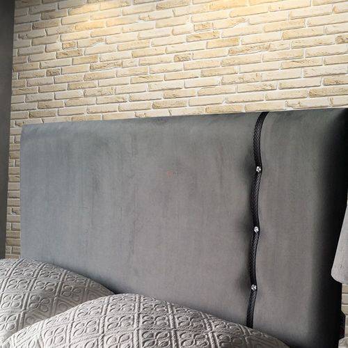 Cabeceira Painel Dallas Suede Liso Cinza King 195 X 60