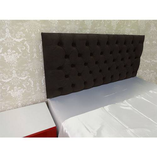 Cabeceira Roma King 1,95m Capitonê Painel Suede Tabaco Marrom Escuro Kasabela