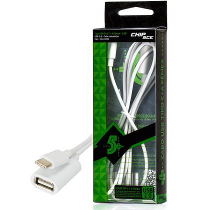 Cabo Adaptador USB 2.0 Tipo C + USB a Fêmea - ChipSce 3 Metros