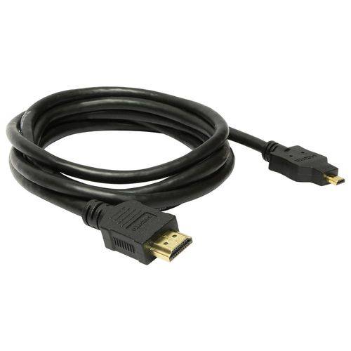 Cabo com Conector HDMI 1.4v X Micro HDMI 3D Ready de 1,8 Metro com Ethernet - HTD1018 Preto