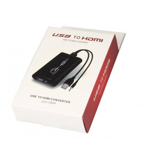 Cabo Conversor USB a Macho C/ Cabo de Áudio P2 para Hdmi Fêmea - 1080 P Full HD com Cd de Instalaçâo