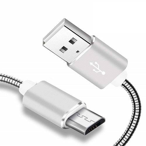 Cabo de Dados Hrebos USB em Metal para Micro USB V8 Universal 1 Metro - Prata