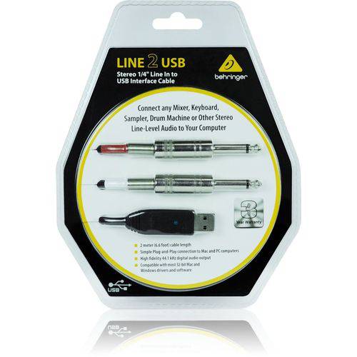 Cabo de Interface USB Behringer Line 2 USB Dual Mono 1/4