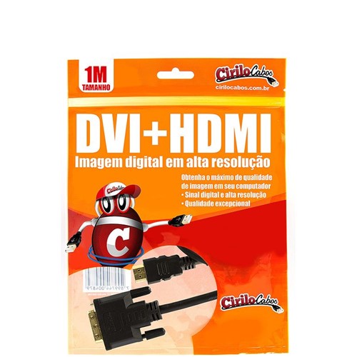 Cabo DVI para HDMI, 1 Metro - Cirilo Cabos