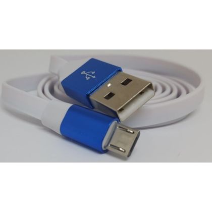 Cabo Flat Micro USB com Acabamento Metálico Azul - Idea