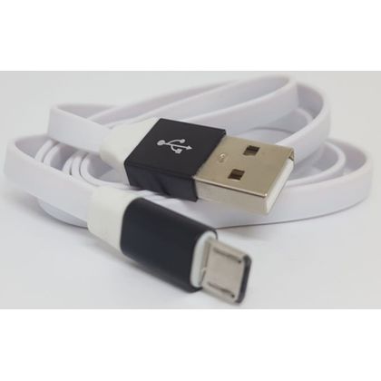 Cabo Flat Micro USB com Acabamento Metálico Preto - Idea