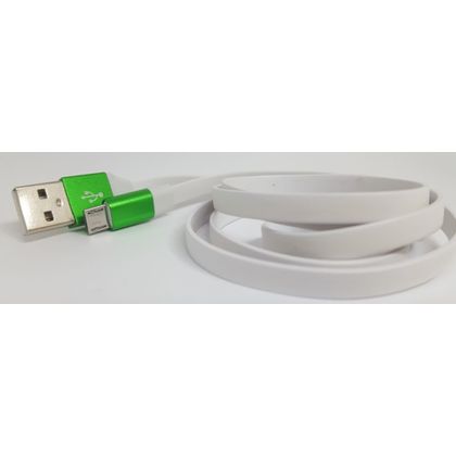 Cabo Flat Micro USB com Acabamento Metálico Verde - Idea
