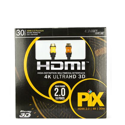 Cabo HDMI 2.0 - 4K, Ultra HD, 3D, 19 Pinos - 30 Metros