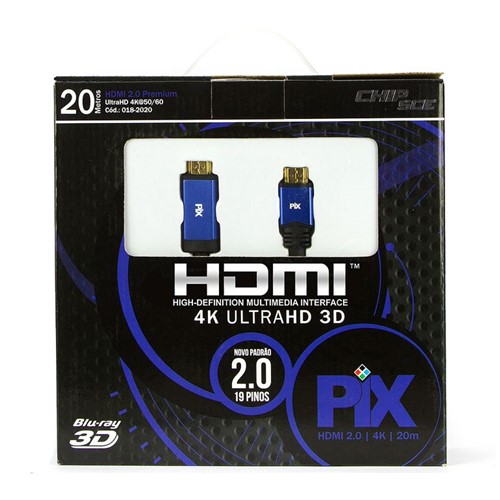 Cabo HDMI 2.0 - 4K, Ultra HD, 3D, 19 Pinos - 20 Metros