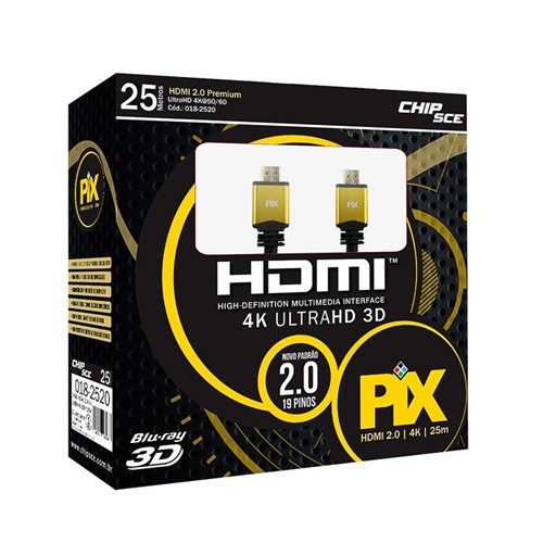 Cabo HDMI 2.0 - 4K, Ultra HD, 3D, 19 Pinos - 25 Metros