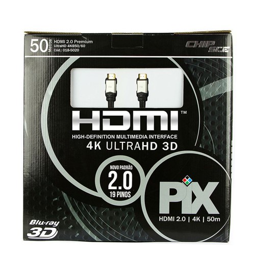 Cabo HDMI 2.0 - 4K, Ultra HD, 3D, 19 Pinos - 50 Metros