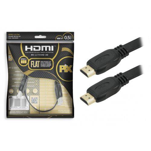 Cabo HDMI 2.0 Flat 50 Centímetros 4K UltraHD 19 Pinos - ChipSCE - 018-5005