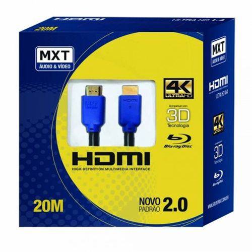 Cabo HDMI 20 METROS Novo 2.0 4 K Ultra HD - MXT