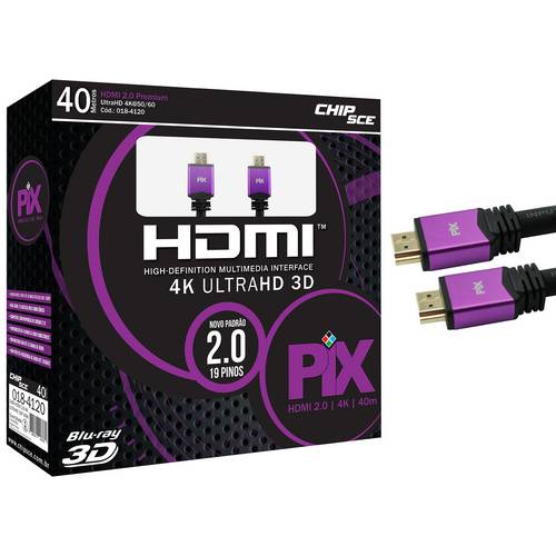 Cabo HDMI 2.0 Ultra HD 4K 3D 40 Metros