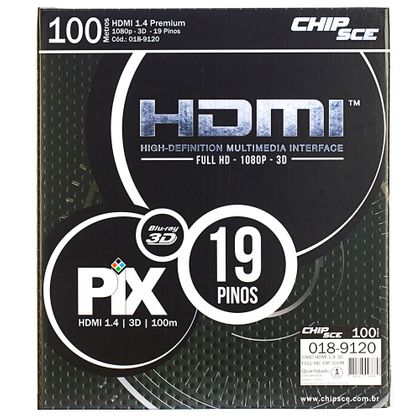 Cabo HDMI 1.4 - 4K, Ultra HD, 3D, 19 Pinos - 100 Metros