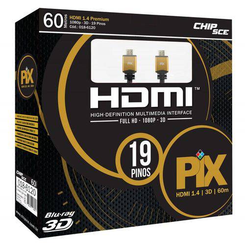 Cabo Hdmi 1.4 4k Ultra HD 3d 19 Pinos 60 Metros Pix 018-6120