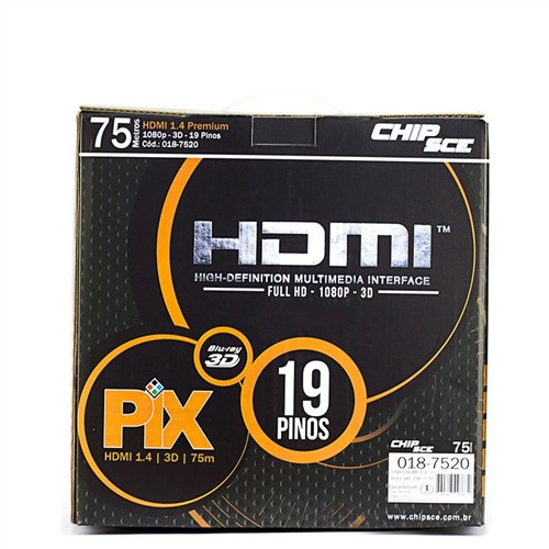 Cabo HDMI 1.4 - 4K, Ultra HD, 3D, 19 Pinos - 75 Metros
