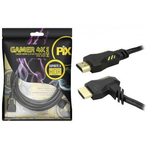 Cabo HDMI Gamer 2.0 4k 3D Plug 90 Graus 3 Metros - ChipSCE – 018-0121