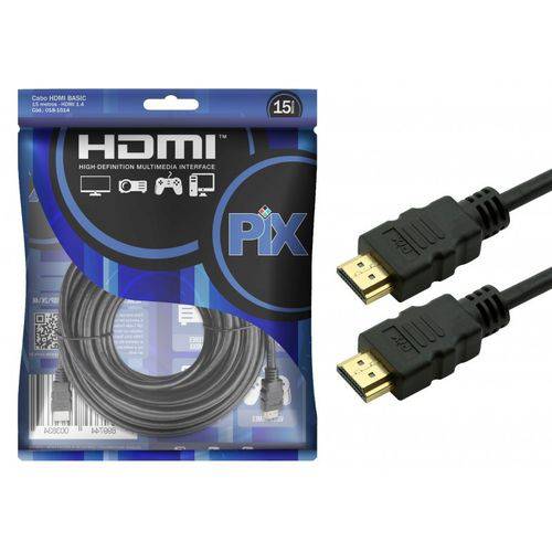 Cabo HDMI M/M Versão 1.4 Ultra HD 4K TV3D 15m - PIX