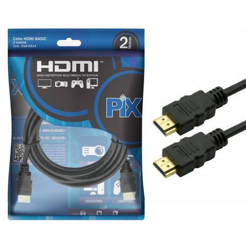 Cabo HDMI 2 Metros 1.4 UltraHD 4K 15 Pinos PIX Chip Sce - 018-0214