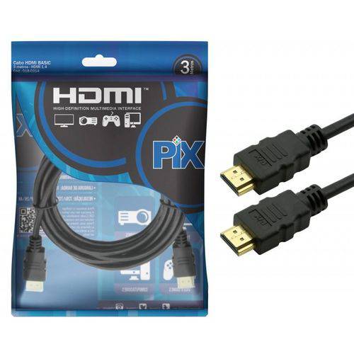 Cabo HDMI 3 Metros 1.4 UltraHD 4K 15 Pinos PIX Chip Sce - 018-0314