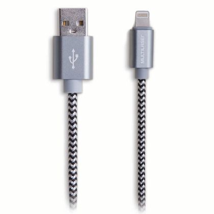 Cabo Lightning Macho e USB-A para IPhone com Cabo de 1,5 Metros e Material em Nylon Multilaser - WI343 WI343