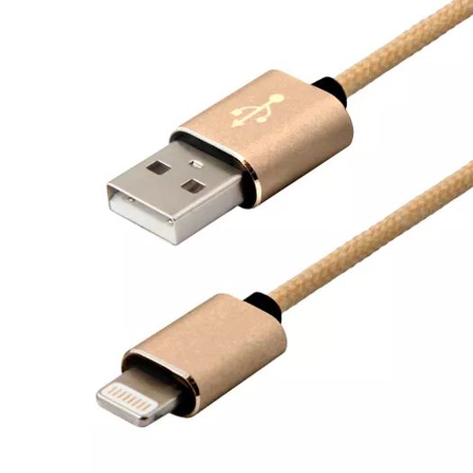 Cabo Lightning Nylon Premium Cable Dourado 3m - Easy Mobile
