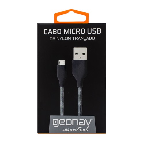 Cabo Micro USB Geonav Space Gray Nylon Trançado 1 Metro Ref. Esmisg