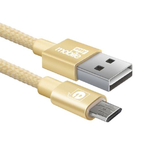 Cabo Micro Usb Nylon Reversivel Quick Cable 2m Dourado - Easy Mobile