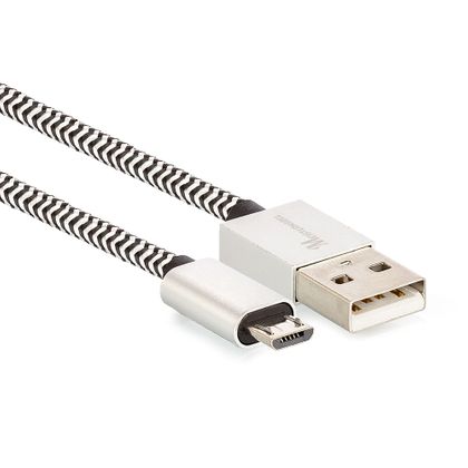 Cabo Micro USB para USB Revestido com Tecido Trançado em Nylon Preto 1 METRO