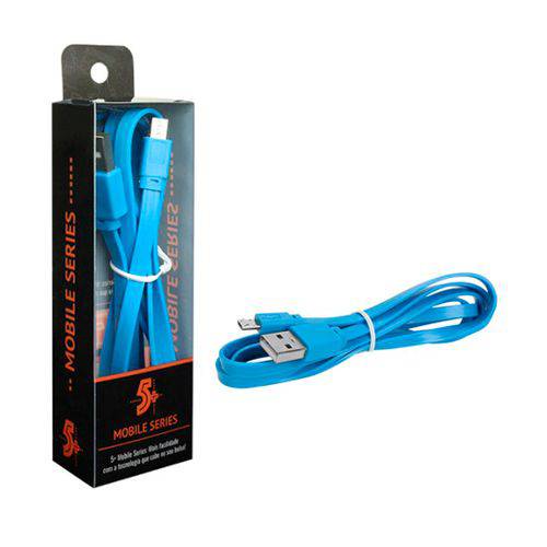 Cabo Micro USB + USB a Flat 5GB Azul 1.20M 018-0043