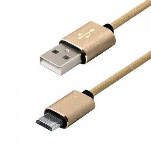 Cabo Premium Micro USB de 2 M de Nylon Trançado Reforçado Dourado - Easy Mobile