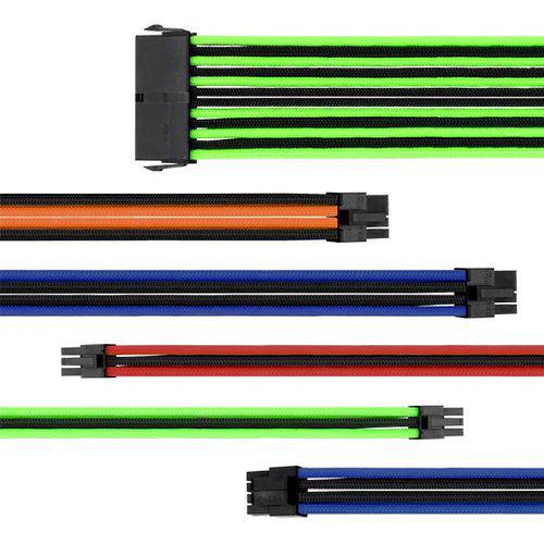 Cabo Thermaltake Mod Sleeved Cable/preto e Verde/300mm/combo Pack Ac-034cn1nana1